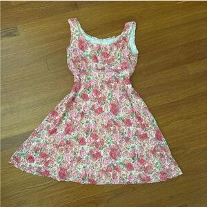 Vintage Handmade Floral Pink and White Dress